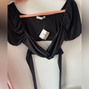 NWT Black Wrap Crop Top by One & Only Clothing